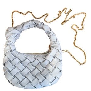 URBAN EXPRESSIONS light blue vegan basket weave soft small handbag crossbody